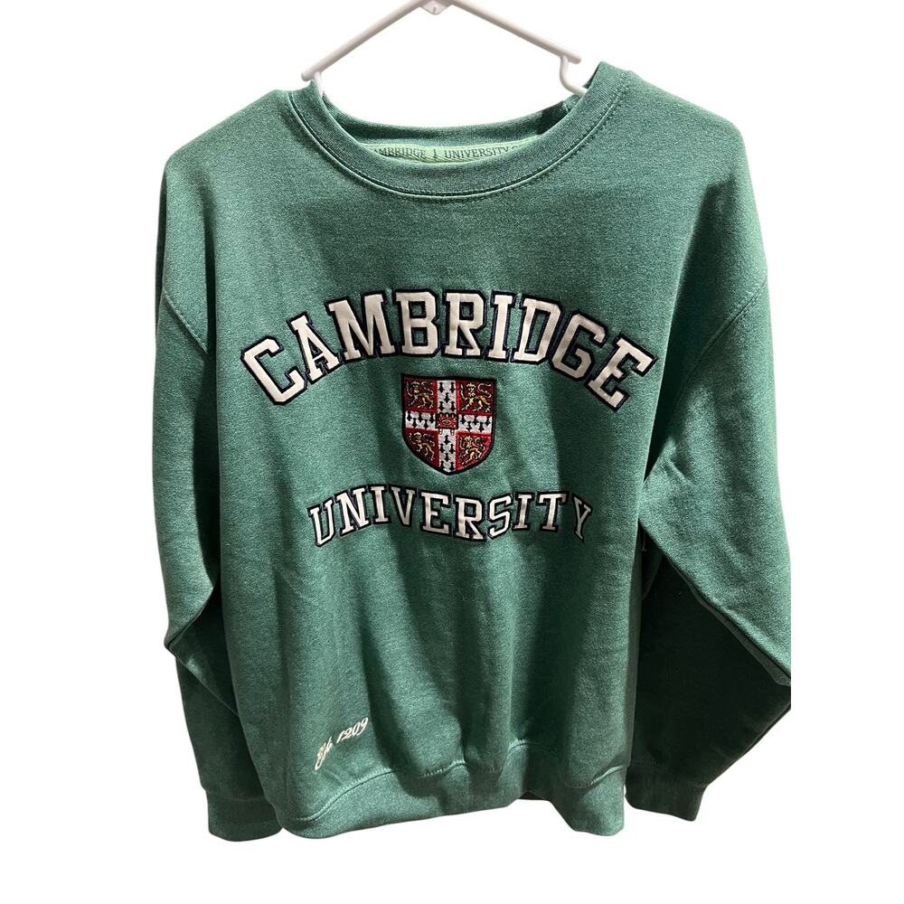 Cambridge University Crewneck Sweatshirt Green Embroidered Crest Large